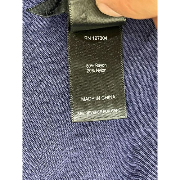 Ali Miles Women's PL Blue Button-Up Rayon Tunic Shirt Crinkled Abstract Artsy - Picture 5 of 10